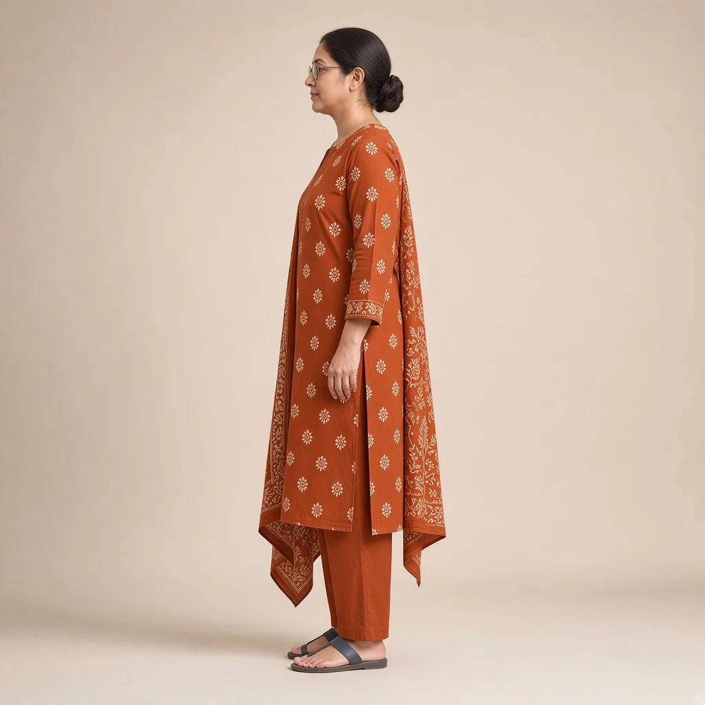 Indigo Block-Print Cotton Suit Set