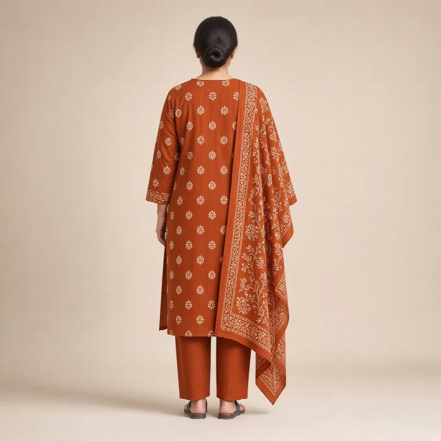 Indigo Block-Print Cotton Suit Set thumbnail