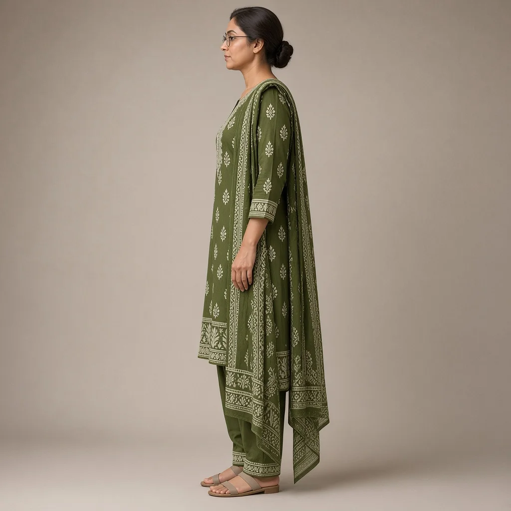 Indigo Block-Print Cotton Suit