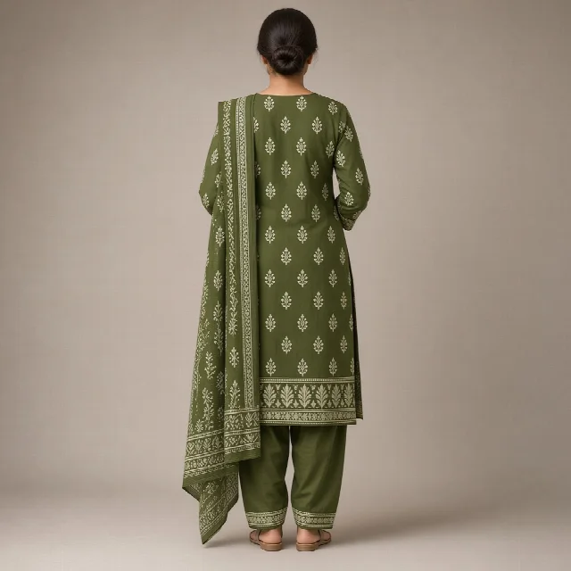 Indigo Block-Print Cotton Suit thumbnail