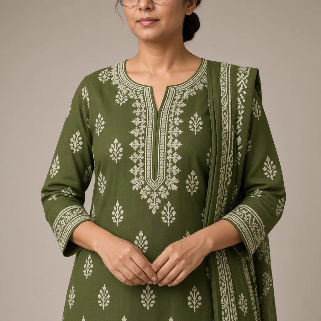 Indigo Block-Print Cotton Suit