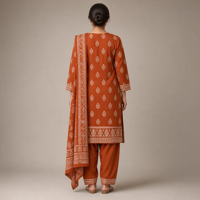 Indigo Block-Print Cotton Suit thumbnail