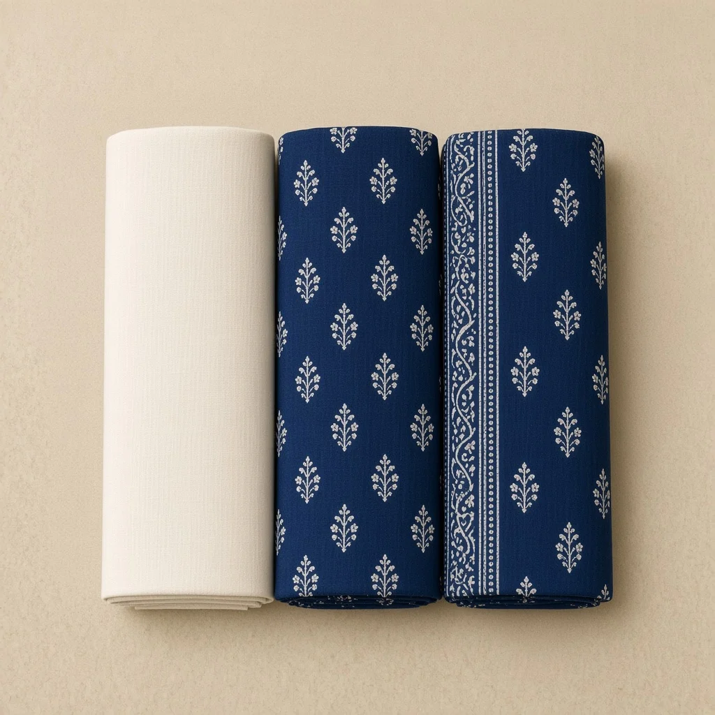 Indigo Block-Print Dress Material