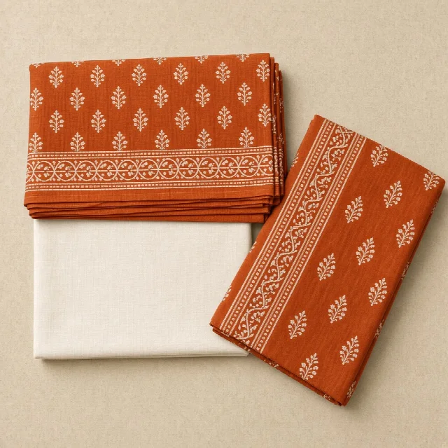 Indigo Block-Print Dress Material thumbnail
