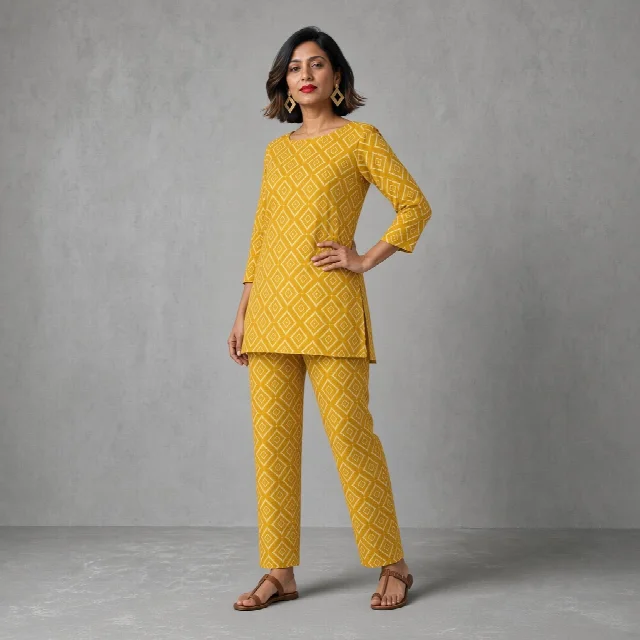 Indigo Geometric Tunic Co-ord Set thumbnail