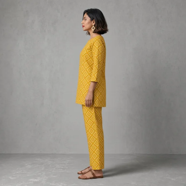 Indigo Geometric Tunic Co-ord Set thumbnail