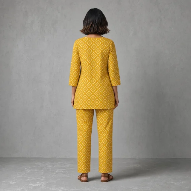 Indigo Geometric Tunic Co-ord Set thumbnail