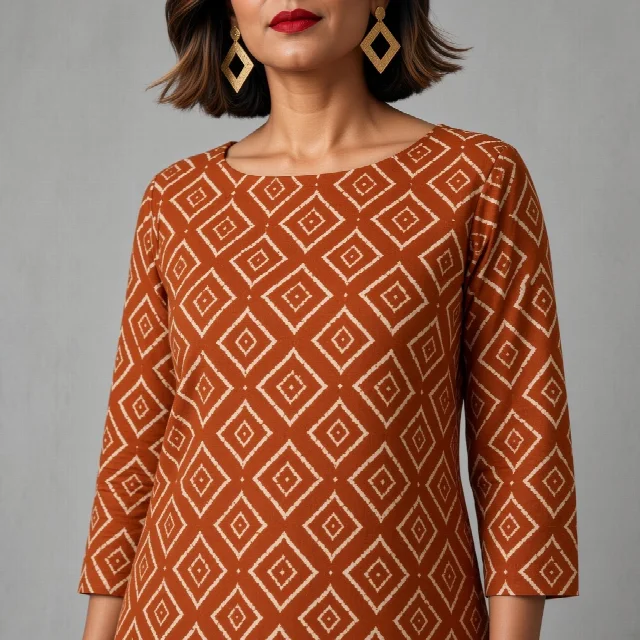 Indigo Geometric Tunic Co-ord Set thumbnail