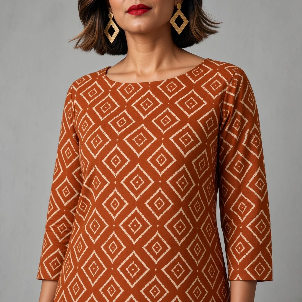 Indigo Geometric Tunic Co-ord Set