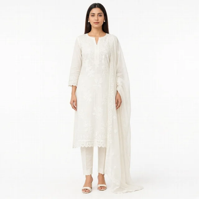 Ivory Chikankari Suit Set