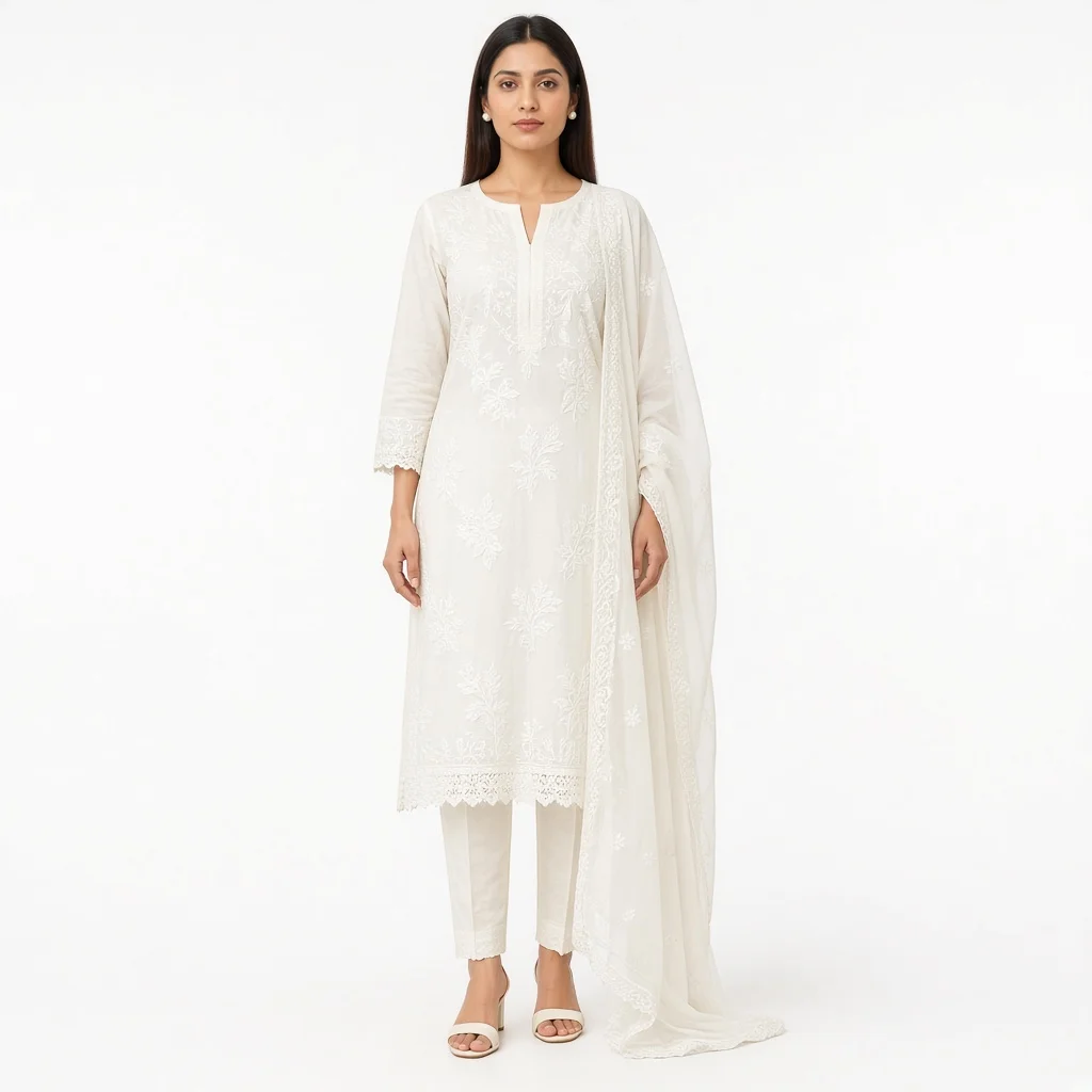 Ivory Chikankari Suit Set