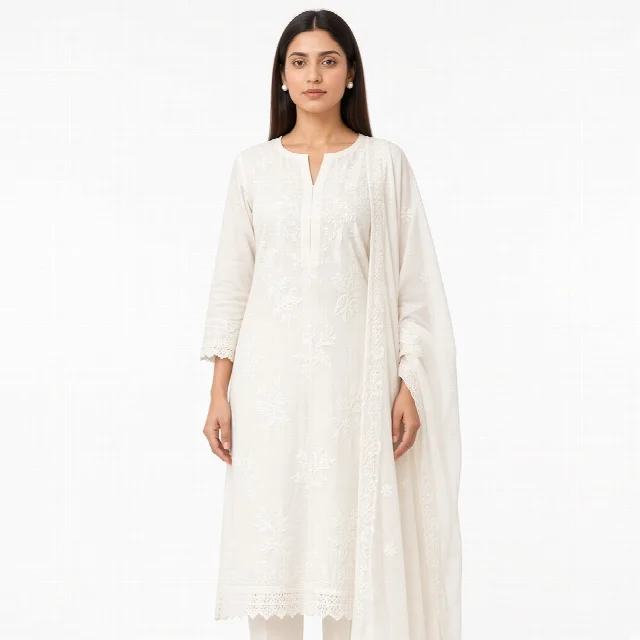 Ivory Chikankari Suit Set