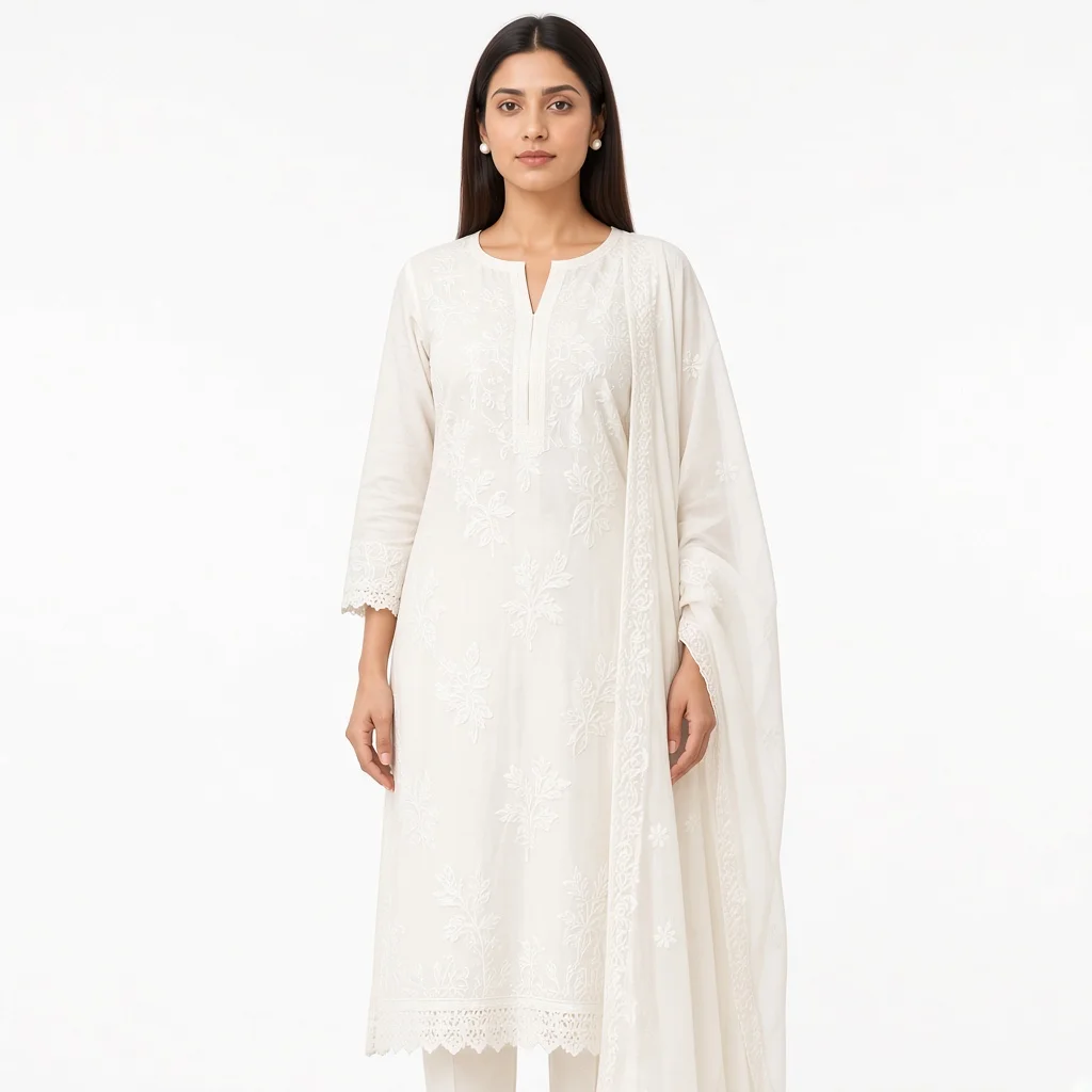 Ivory Chikankari Suit Set