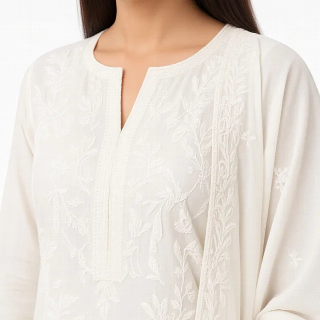Ivory Chikankari Suit Set