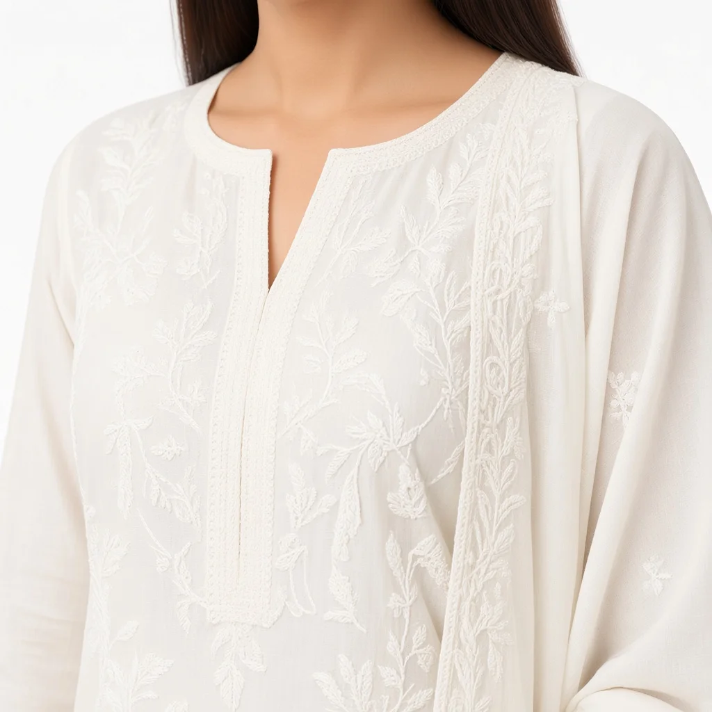 Ivory Chikankari Suit Set