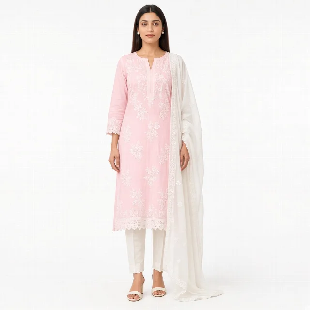 Ivory Chikankari Suit Set thumbnail
