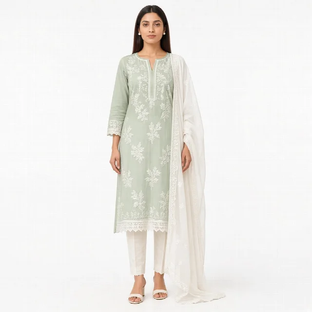 Ivory Chikankari Suit Set thumbnail