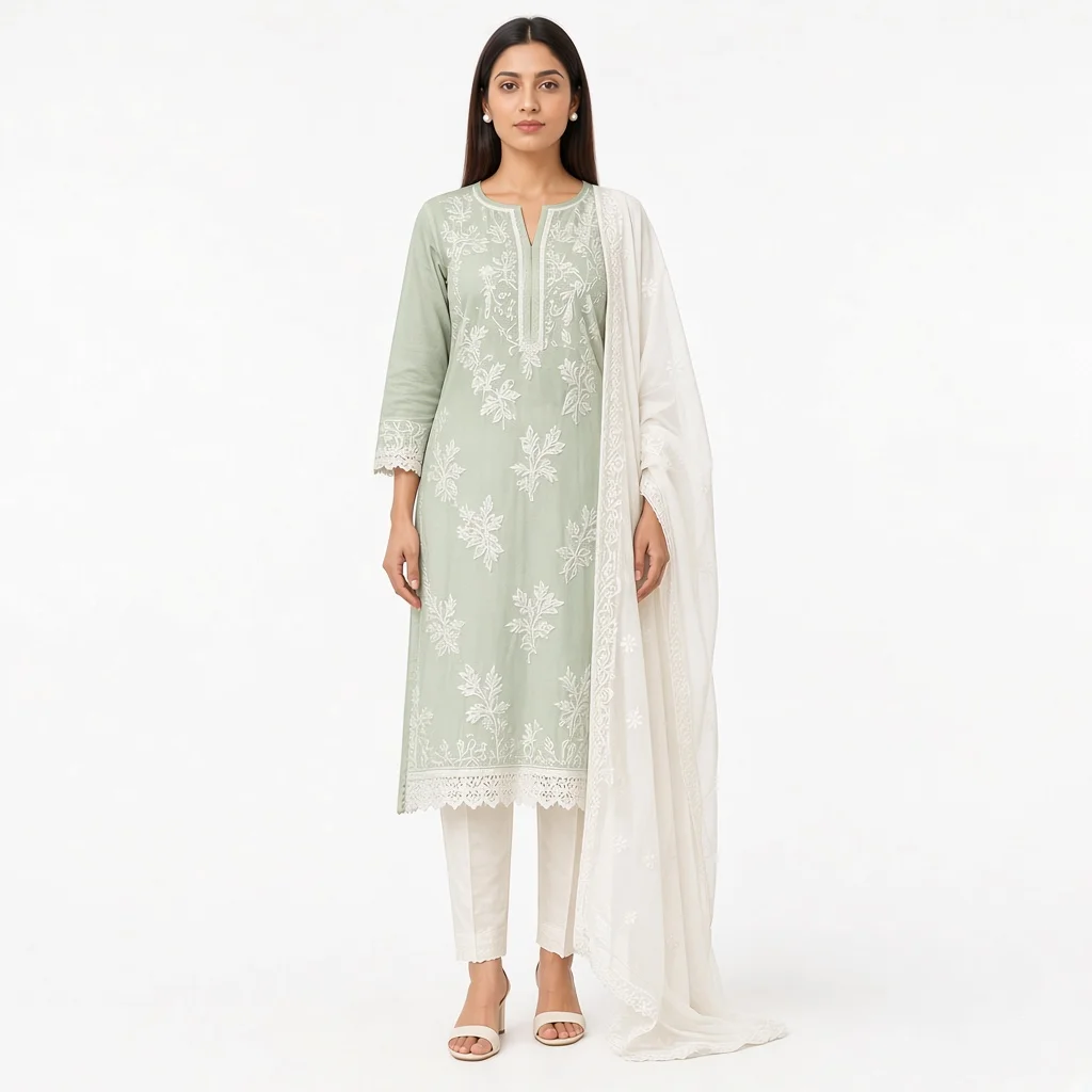 Ivory Chikankari Suit Set
