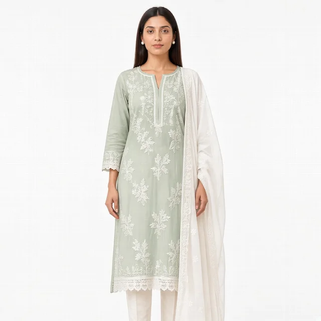 Ivory Chikankari Suit Set thumbnail