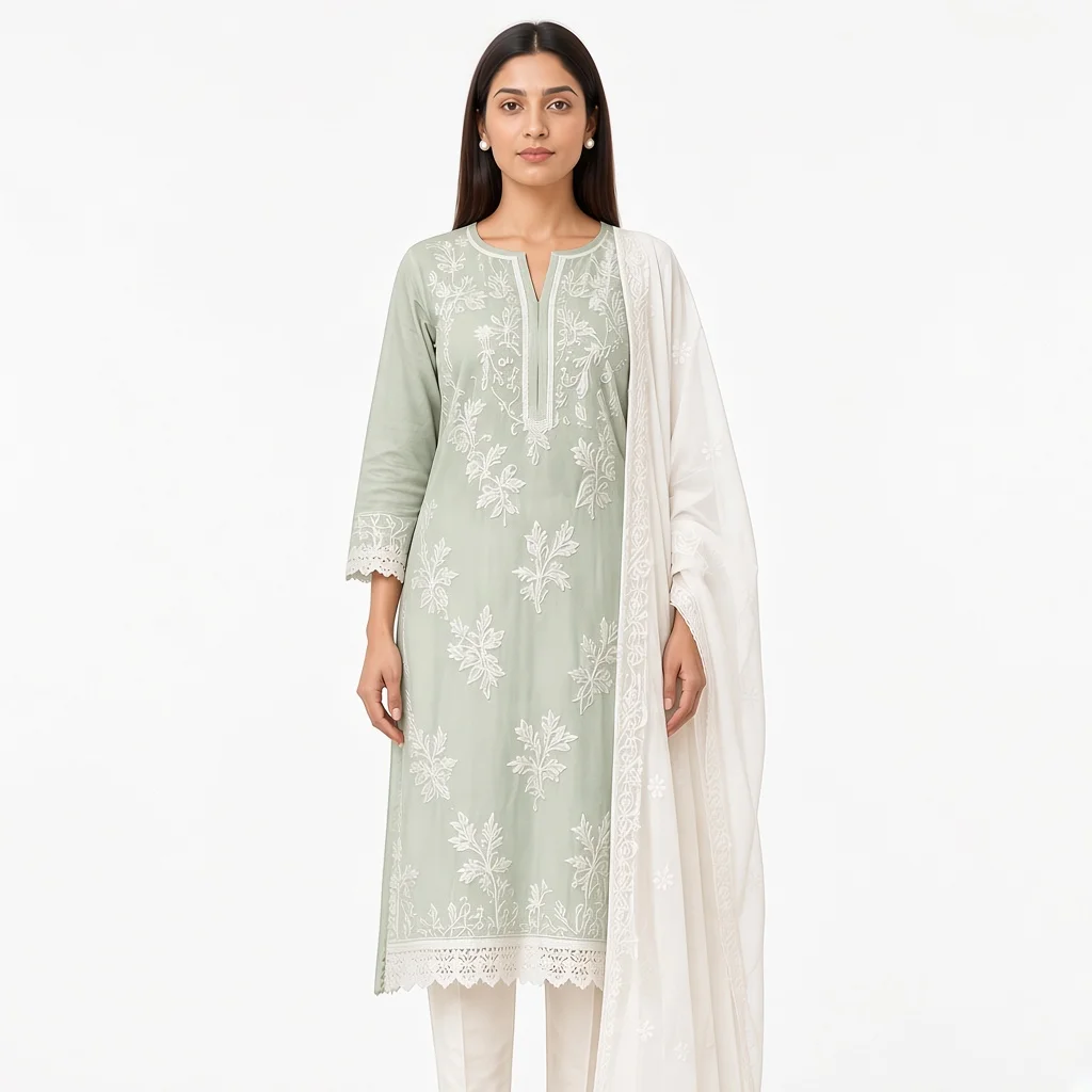 Ivory Chikankari Suit Set