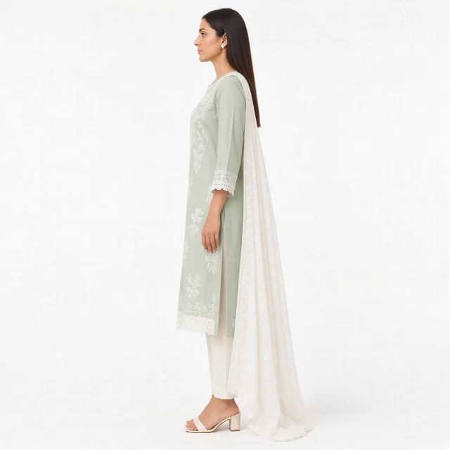 Ivory Chikankari Suit Set thumbnail