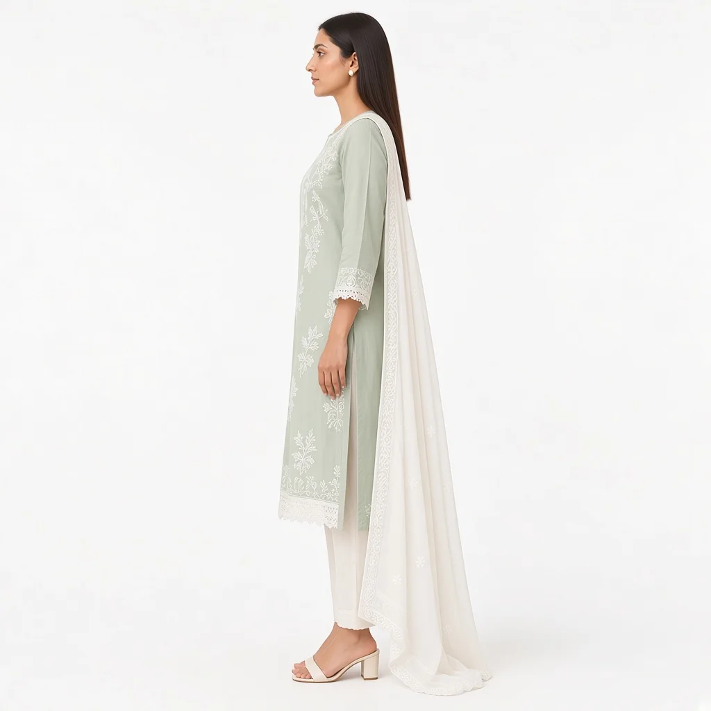 Ivory Chikankari Suit Set