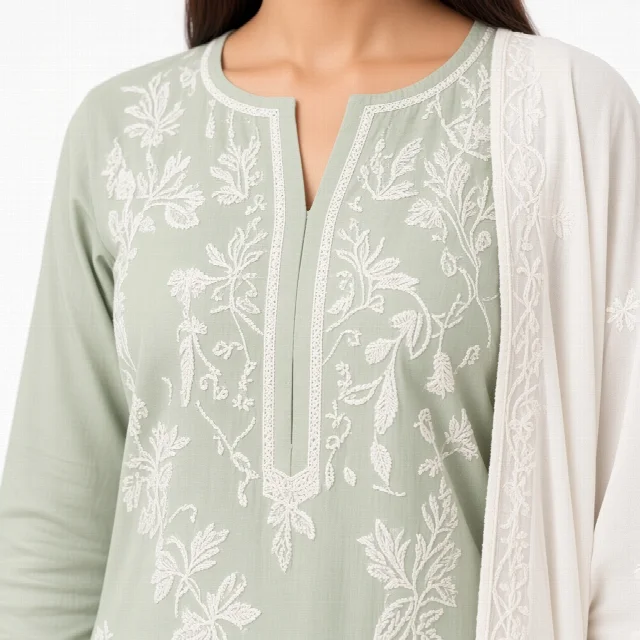Ivory Chikankari Suit Set thumbnail