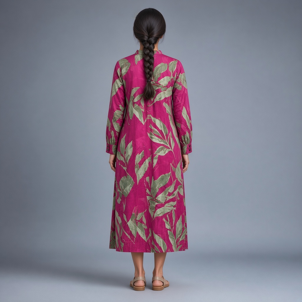 Long Leaf-Print Rayon Kurti
