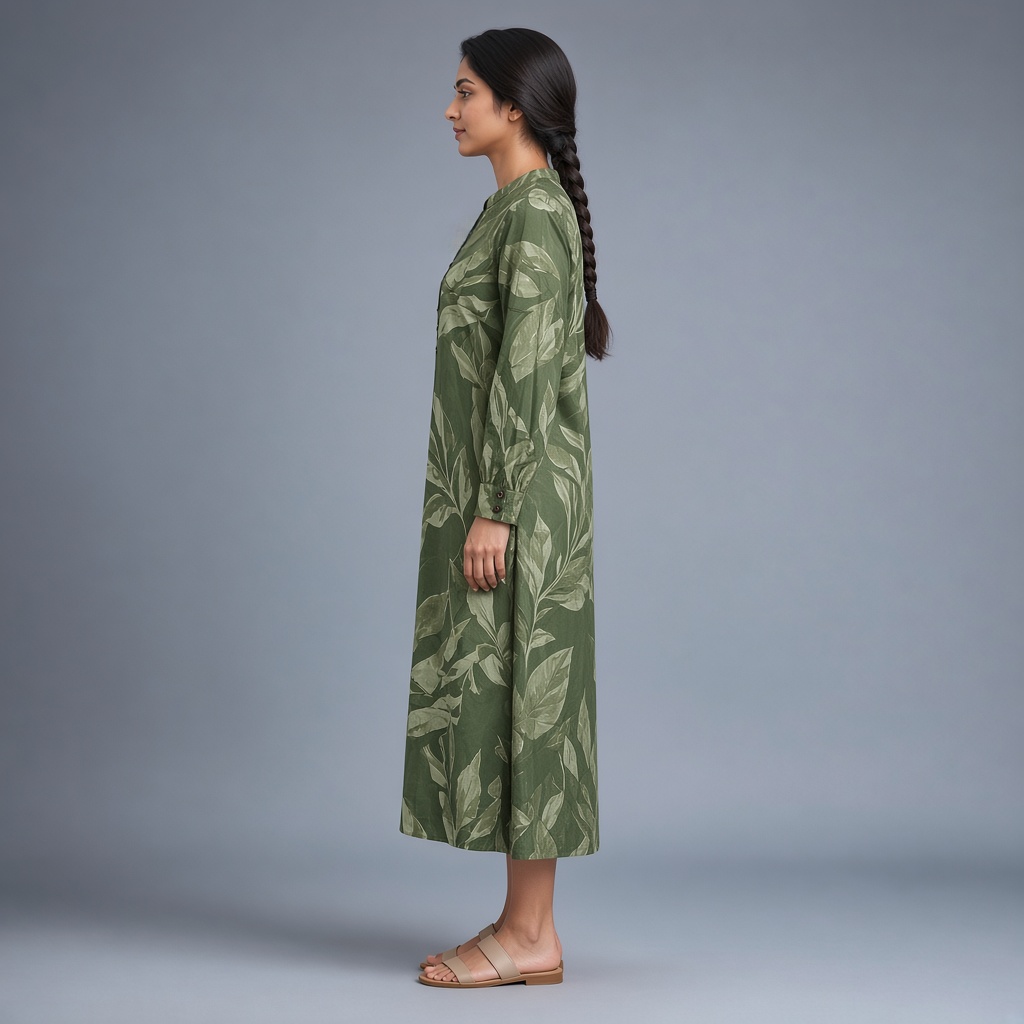 Long Leaf-Print Rayon Kurti