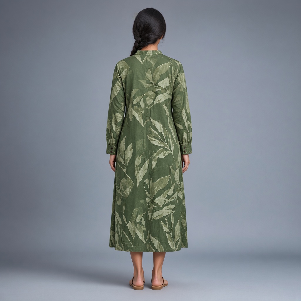 Long Leaf-Print Rayon Kurti