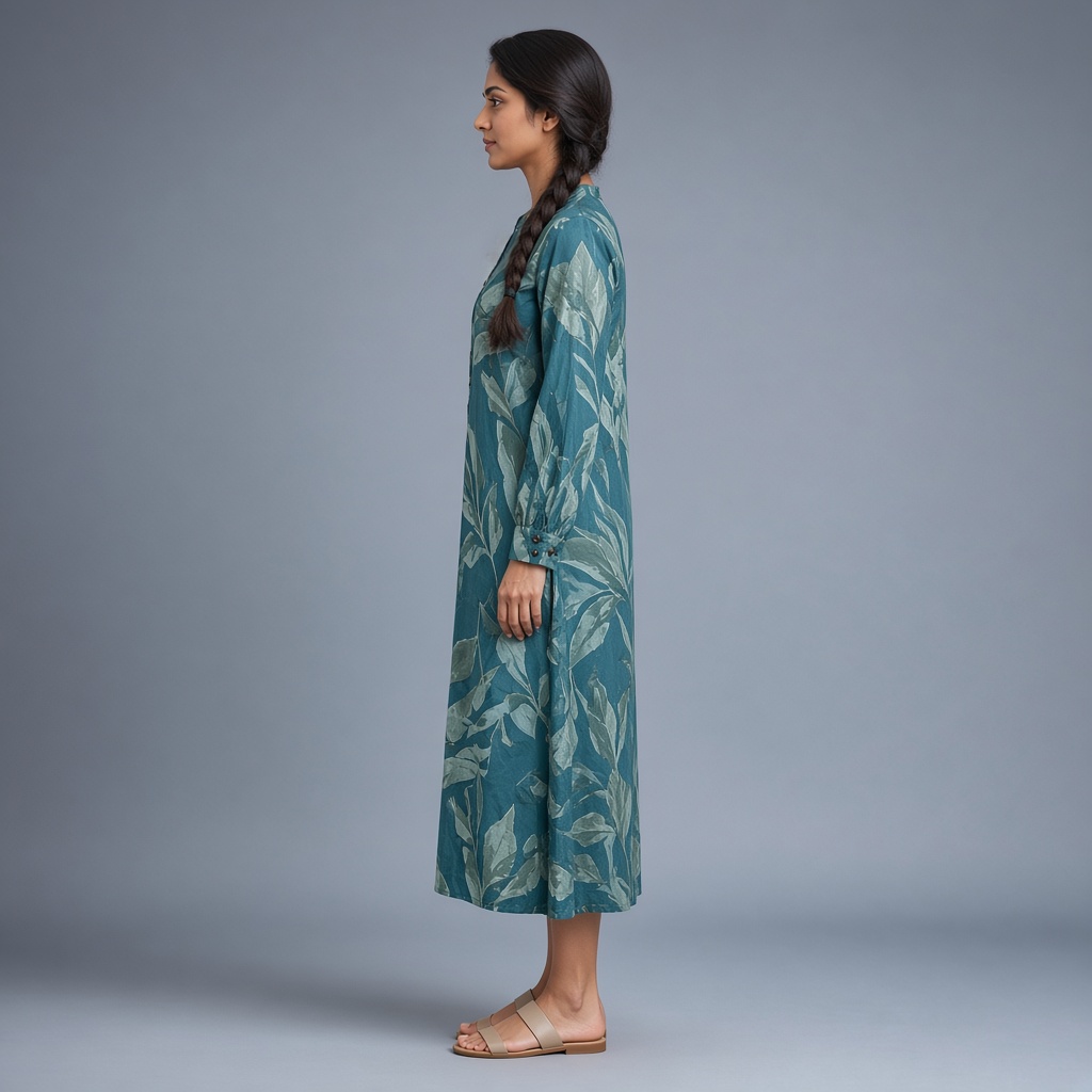 Long Leaf-Print Rayon Kurti