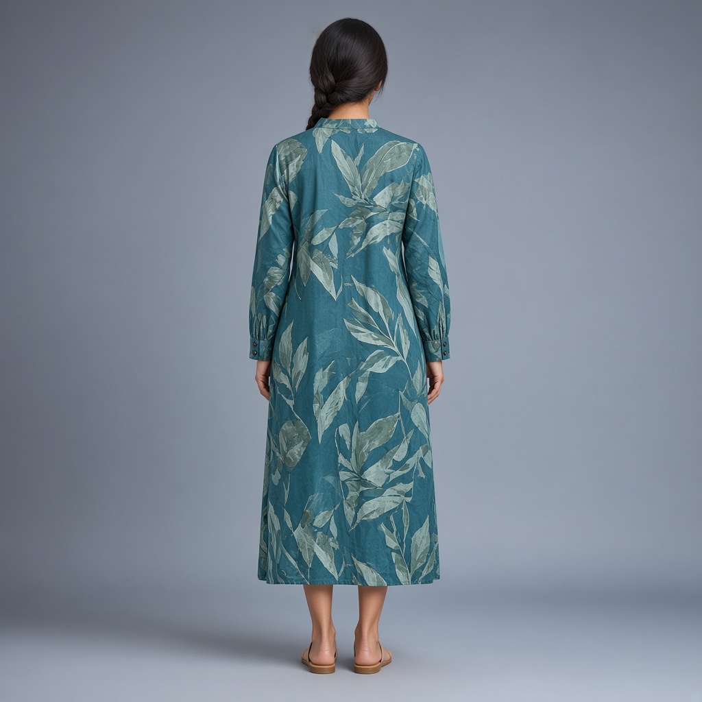 Long Leaf-Print Rayon Kurti