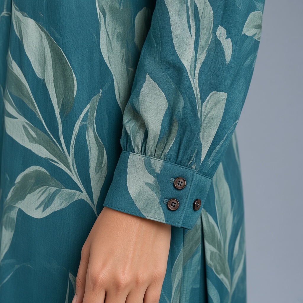Long Leaf-Print Rayon Kurti