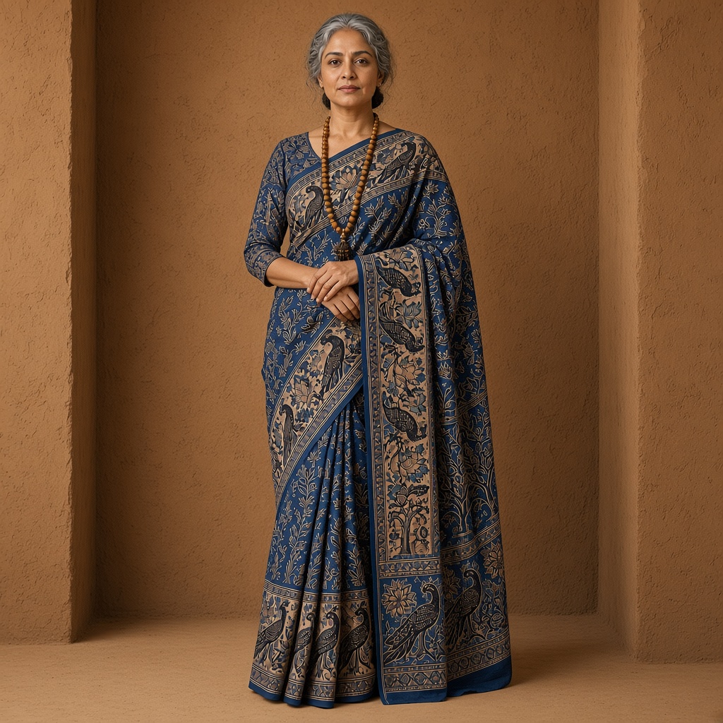 Madder Kalamkari Saree