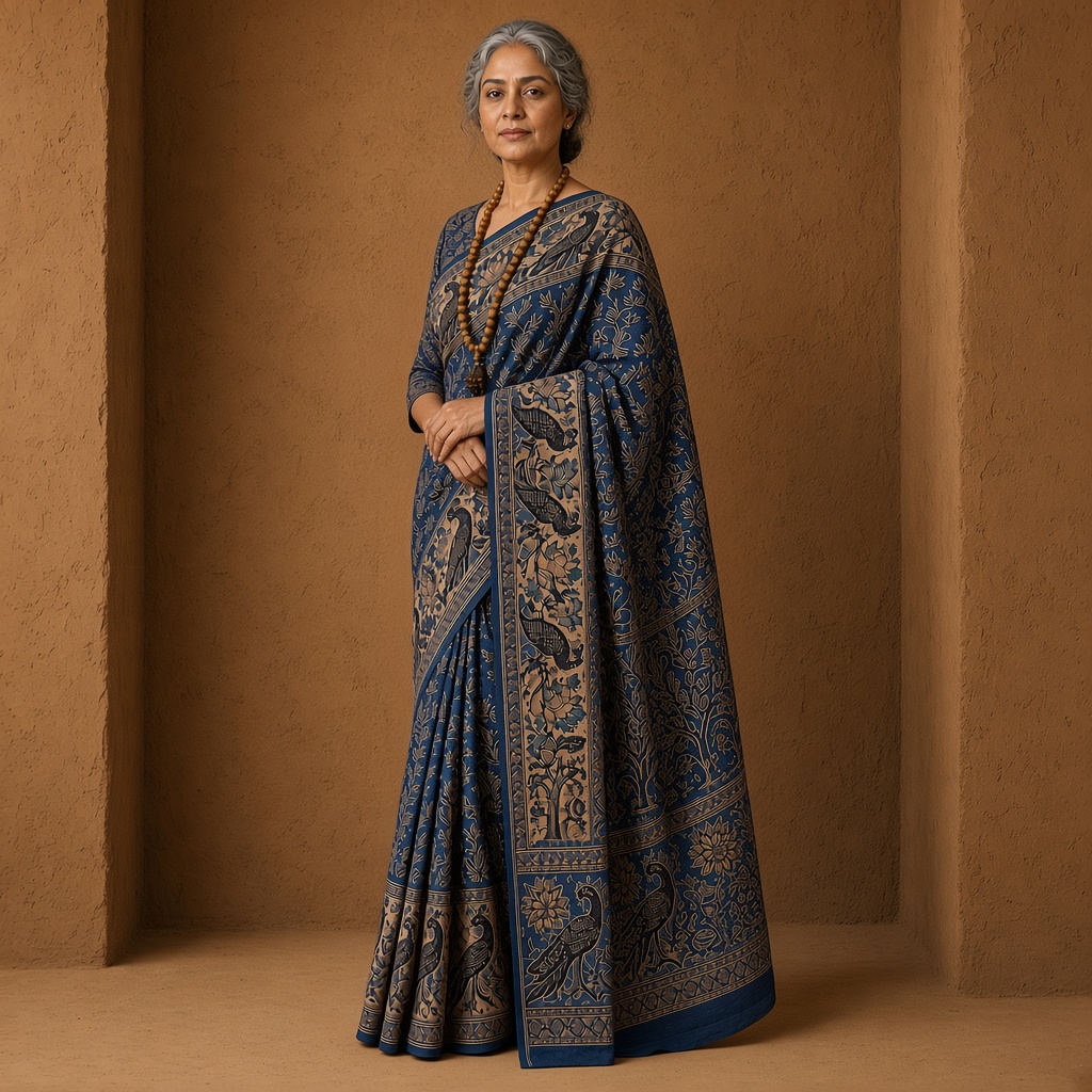 Madder Kalamkari Saree
