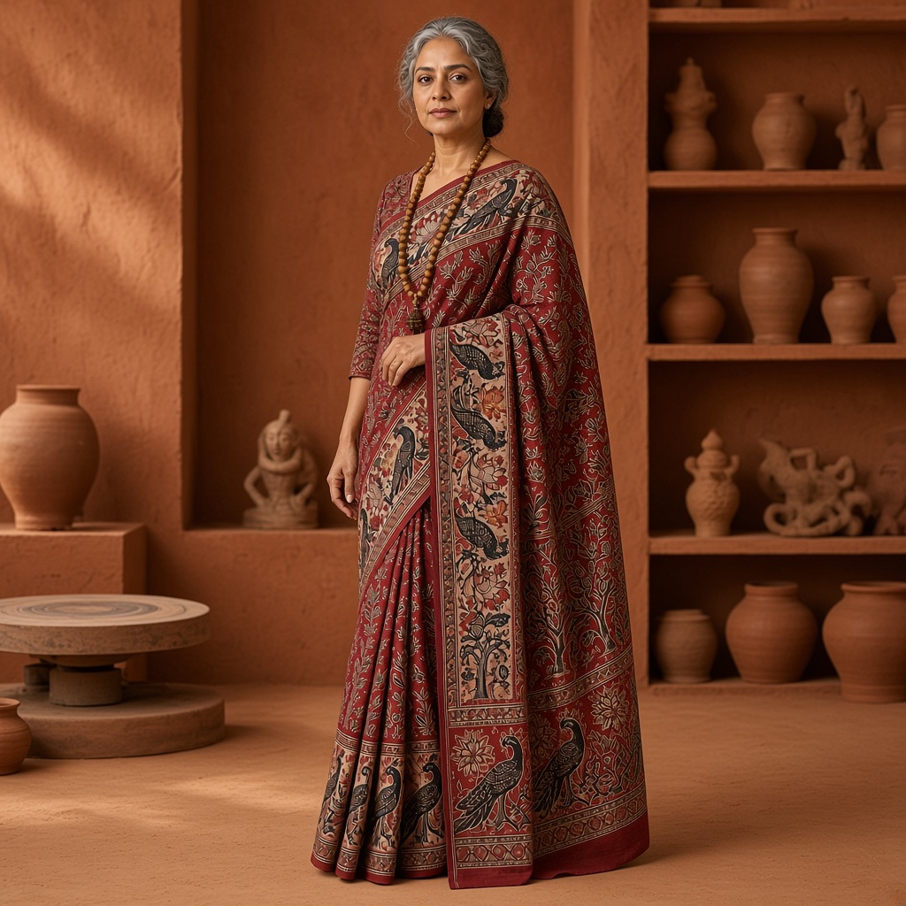 Madder Kalamkari Saree