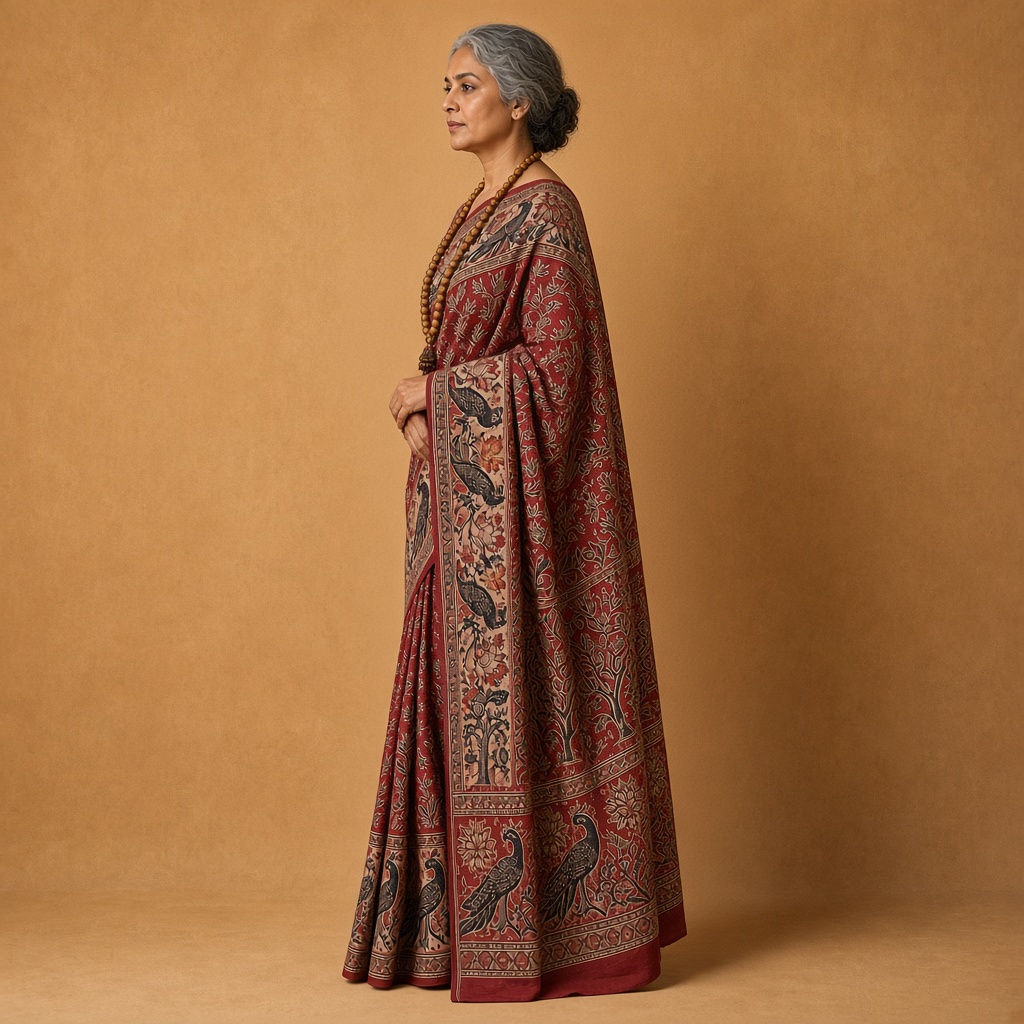 Madder Kalamkari Saree