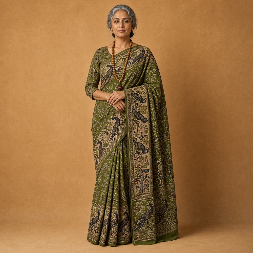 Madder Kalamkari Saree
