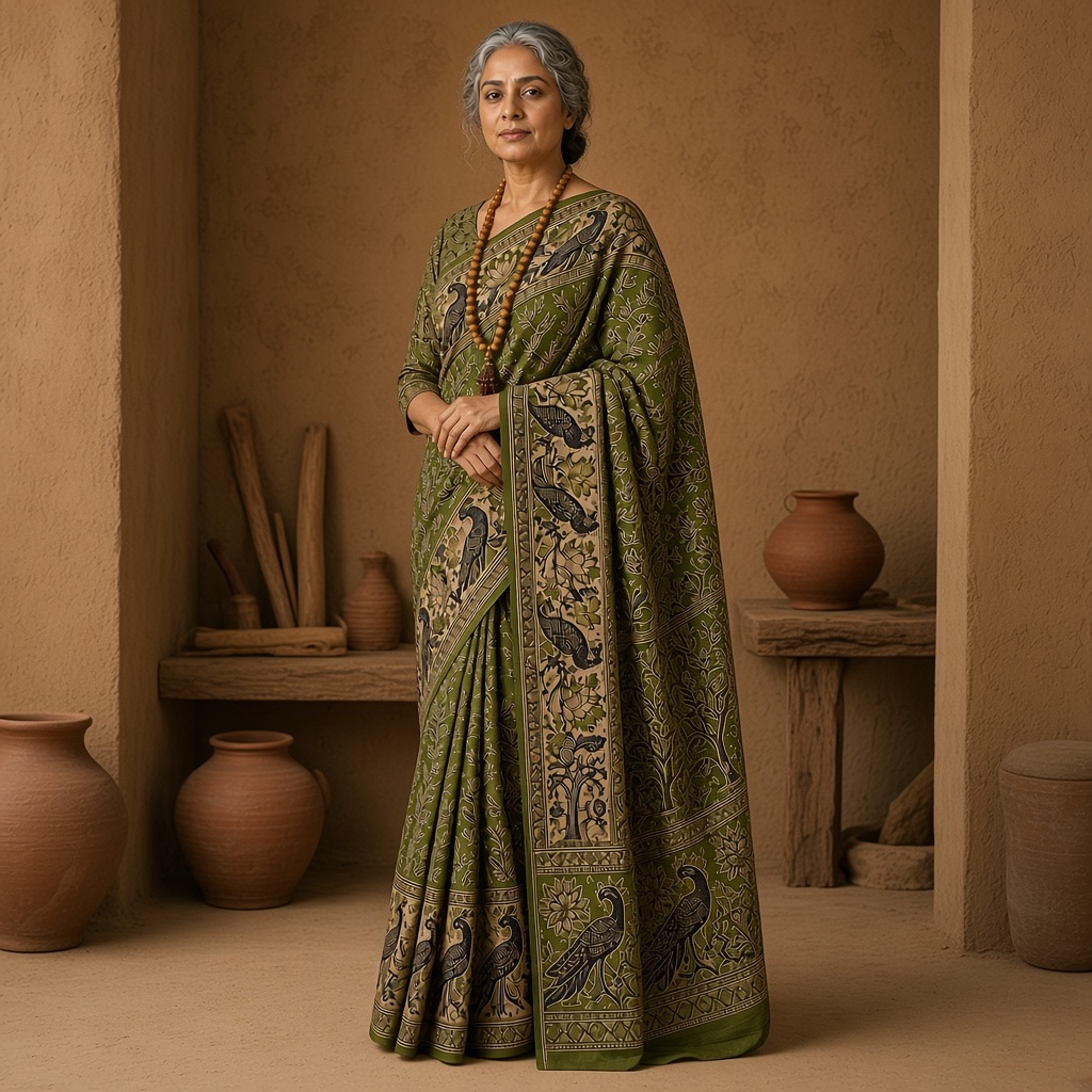 Madder Kalamkari Saree