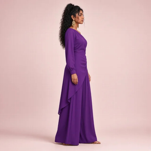 Magenta Asymmetric Indo-Western Co-ord Set