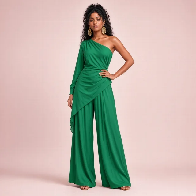 Magenta Asymmetric Indo-Western Co-ord Set thumbnail