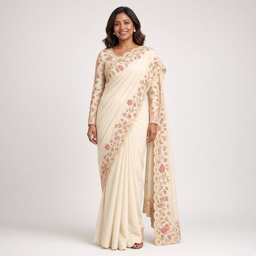 Magenta Georgette Thread Saree