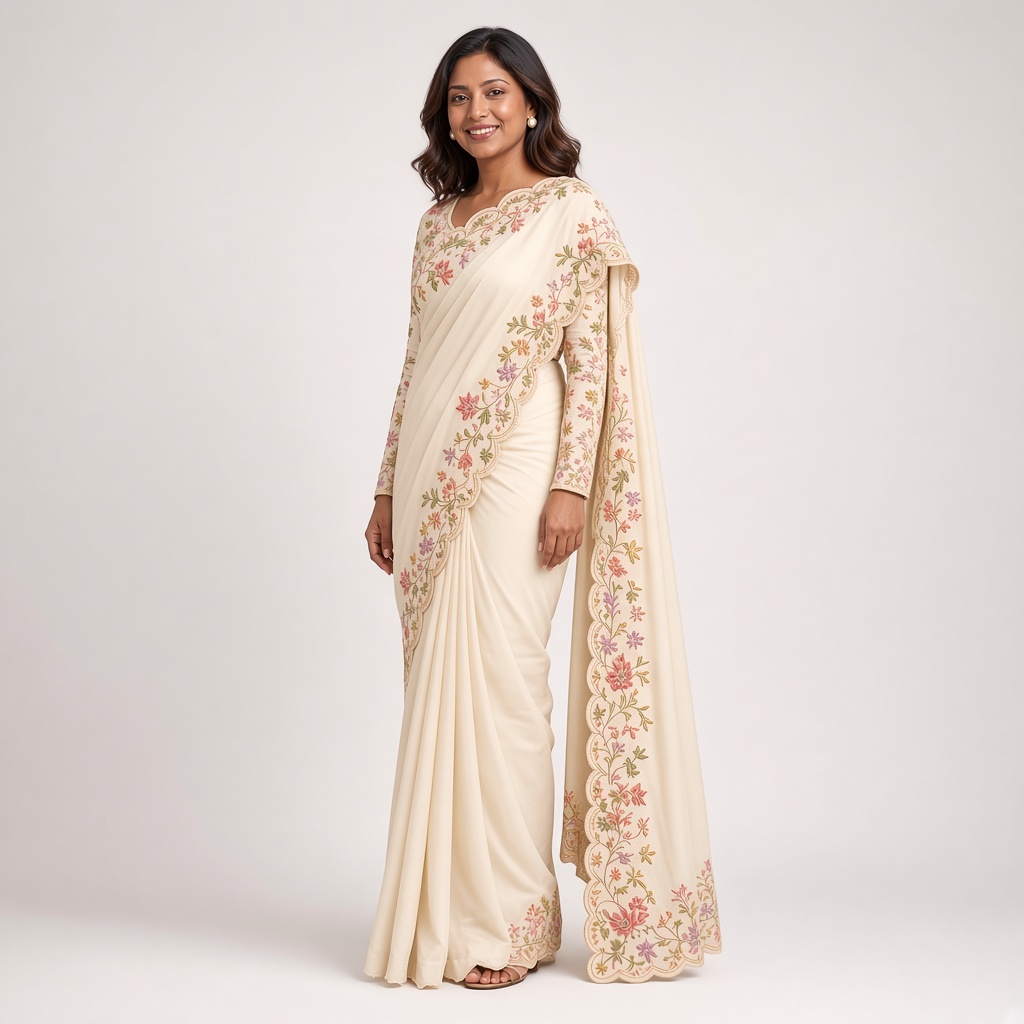 Magenta Georgette Thread Saree