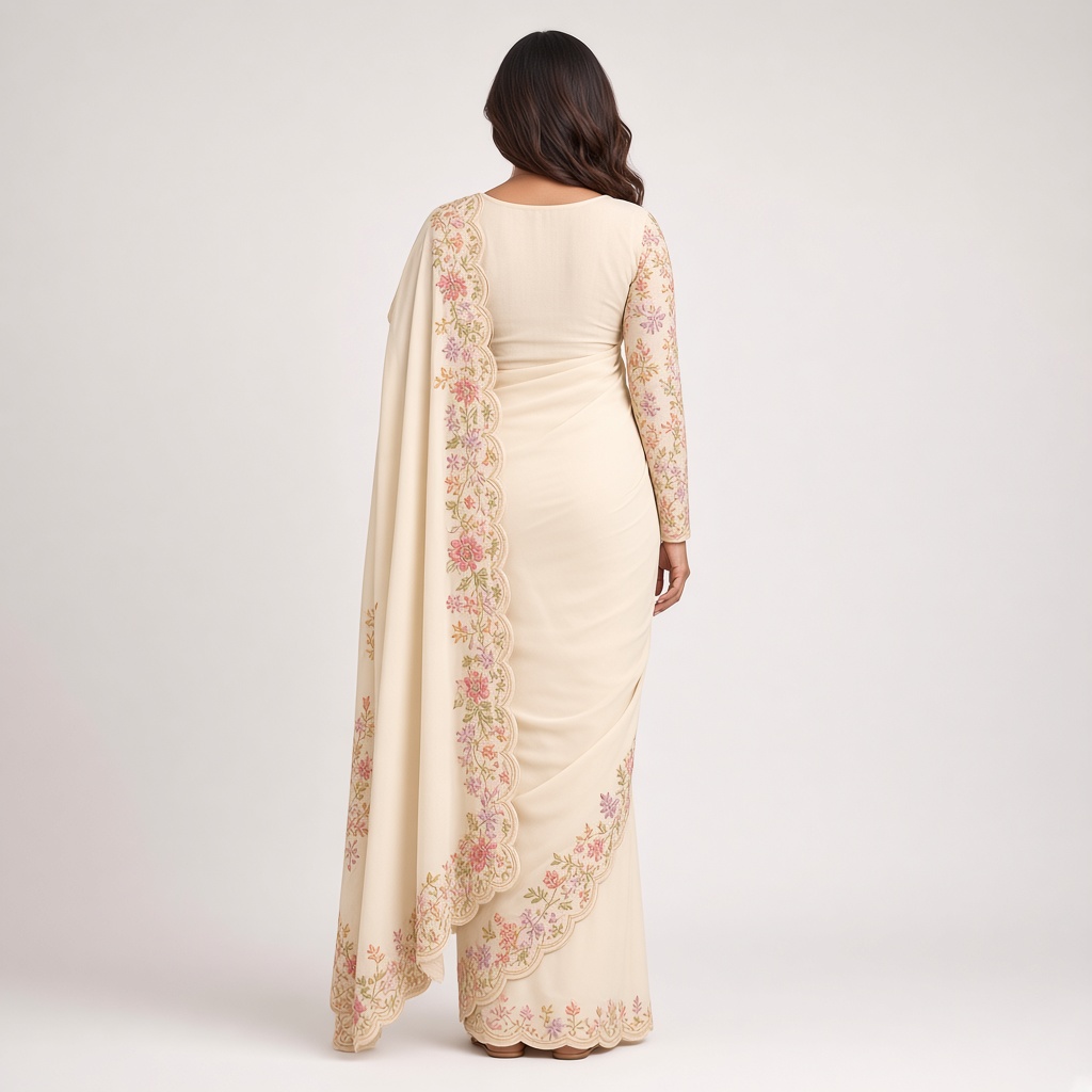 Magenta Georgette Thread Saree
