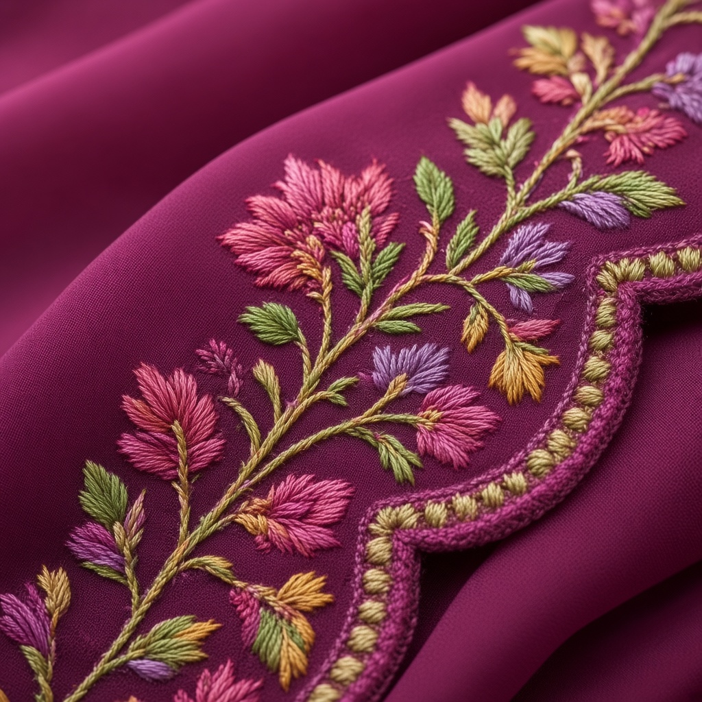 Magenta Georgette Thread Saree