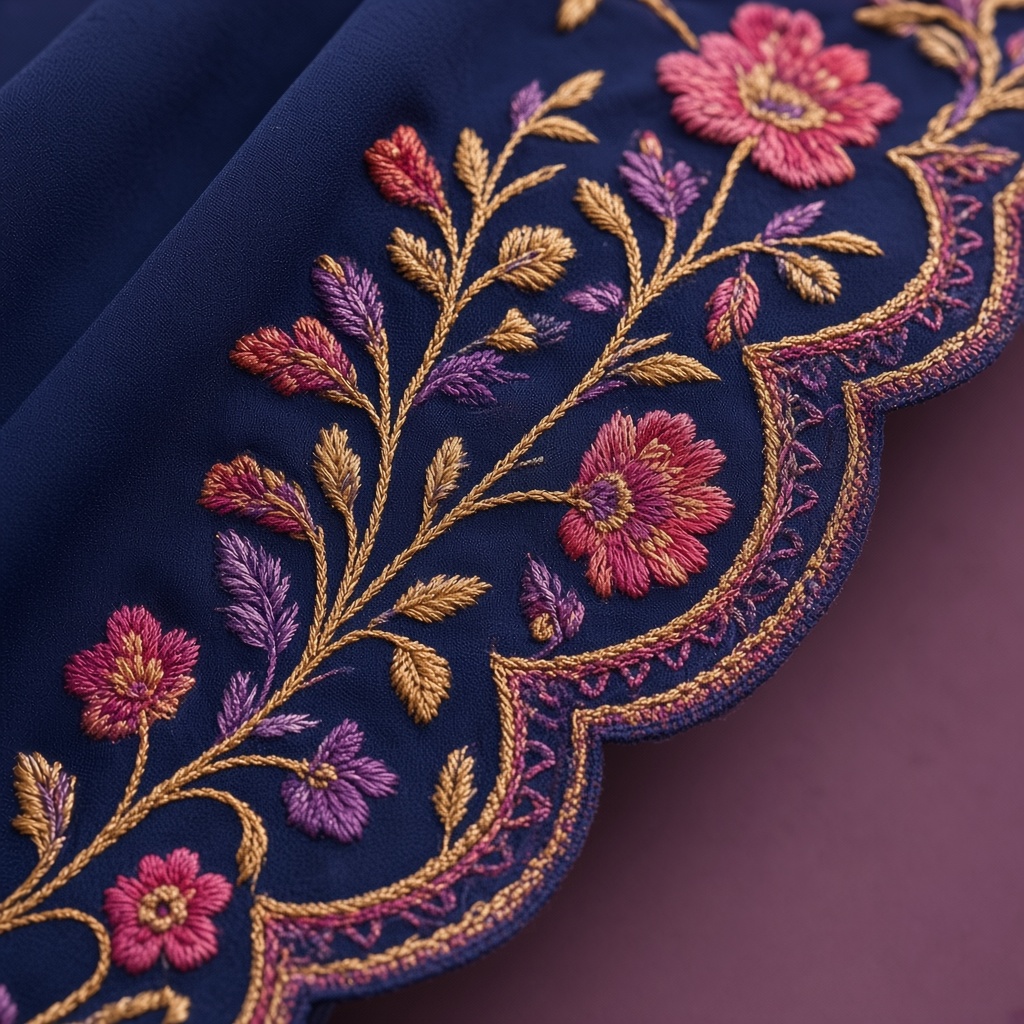 Magenta Georgette Thread Saree