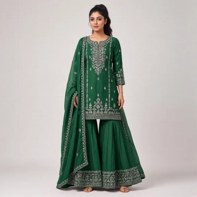 Magenta Sharara Suit