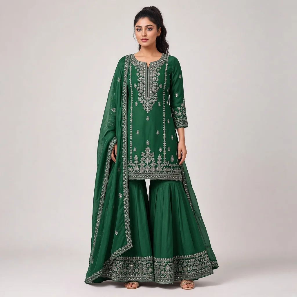 Magenta Sharara Suit