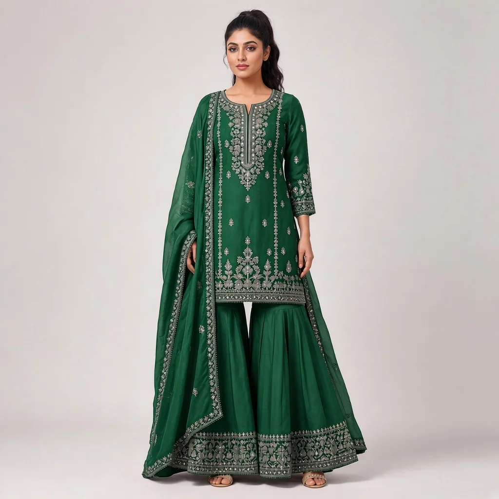 Magenta Sharara Suit