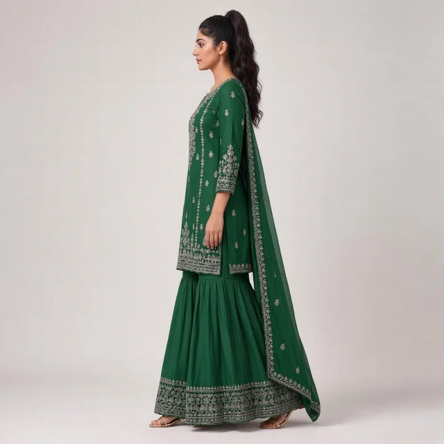 Magenta Sharara Suit